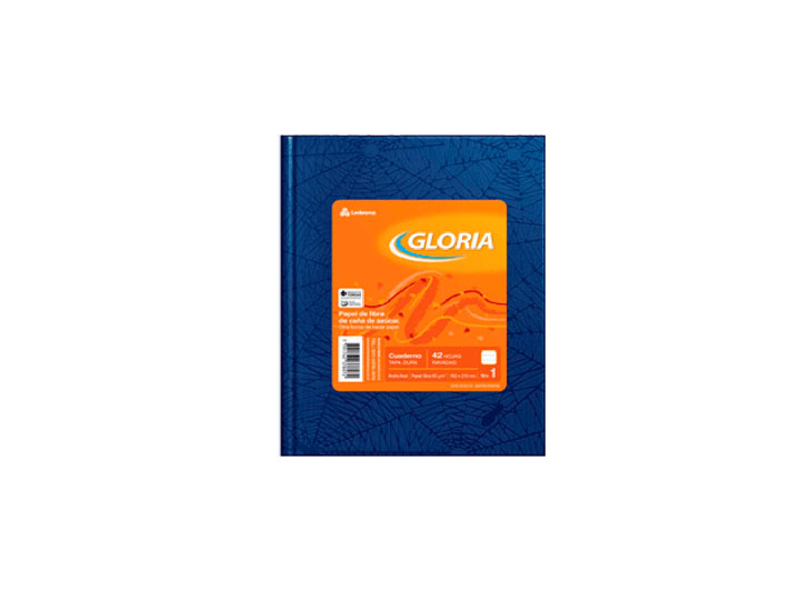 CUADERNO TAPA DURA 16X21 GLORIA FOR AZ 42H RAYADO 