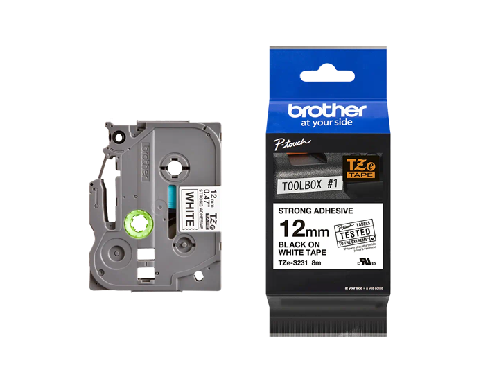 CINTA TZES231 NEGRO-BLANCO 12MMX8M