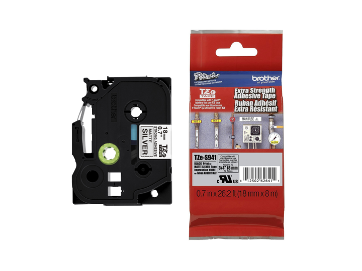 CINTA TZES941 NEGRO-PLAT 18MMX8M 