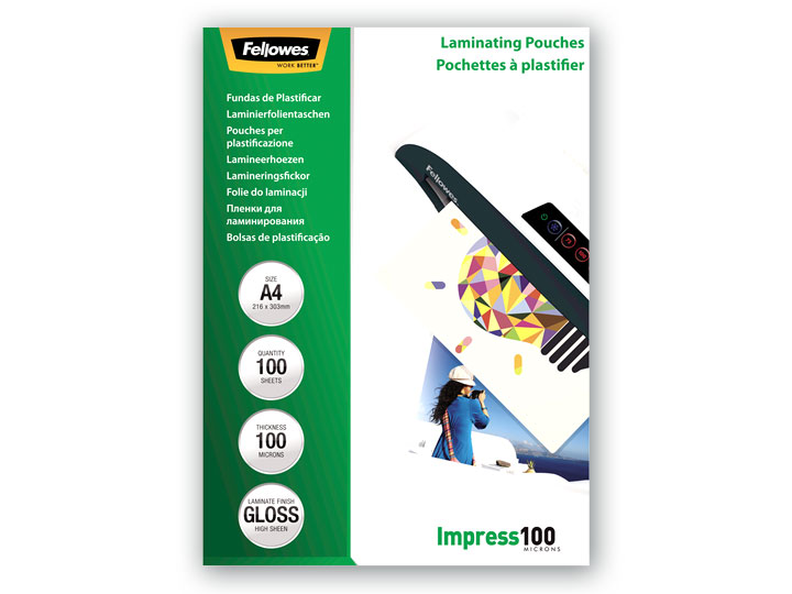 Fundas de Plastificar Brillo A4 100 micras. Pack 100